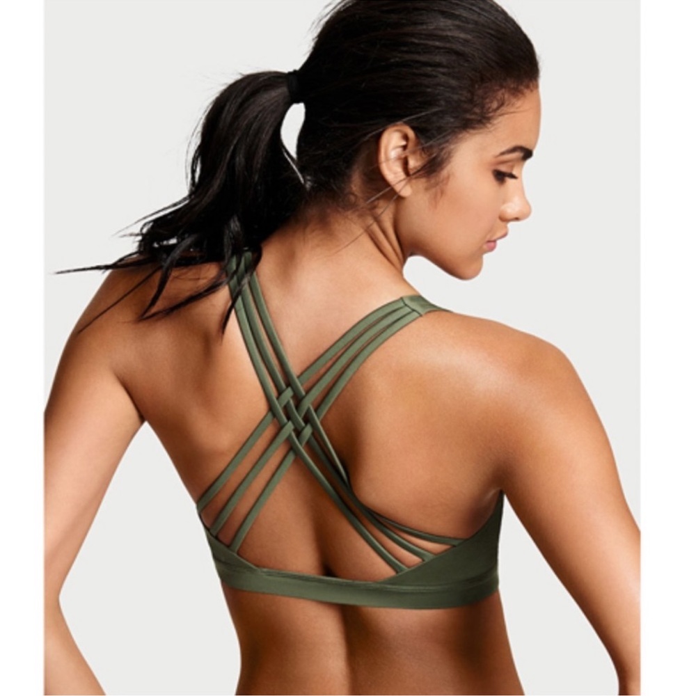 VS Olive Green Strappy Sports Bra
